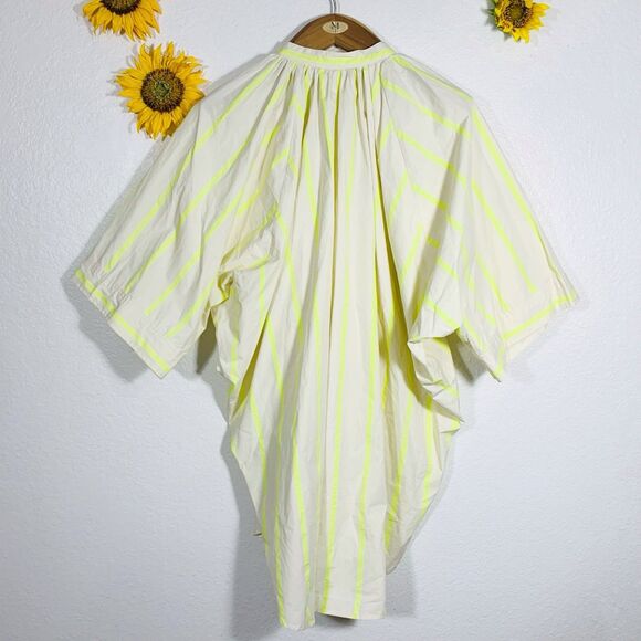 Pomander Place | Yellow and Creme Stripe Pia Oversized Swim Coverup Size Medium - Picture 8 of 16